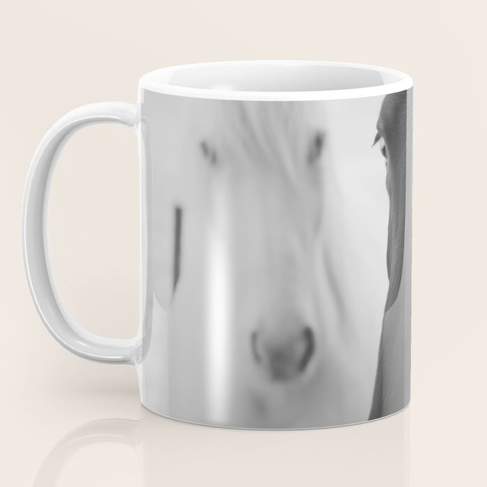 Horses in the Snow - Black and White Winter Photography Print Coffee Mug Gallery Image 3