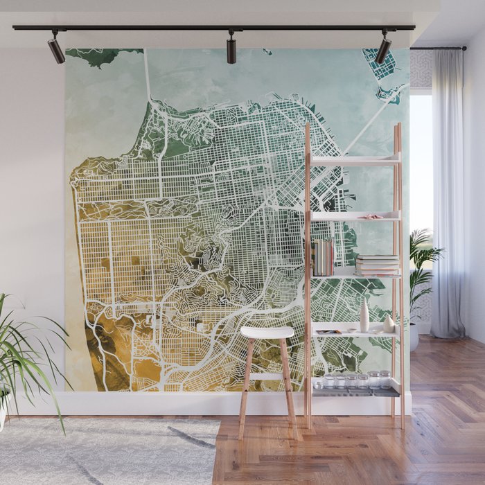 San Francisco City Street Map Wall Mural Gallery Image 1