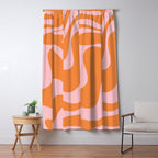 Retro Liquid Swirl Abstract 2 in Pastel Pink and Light Orange Window Curtain Gallery Image 5