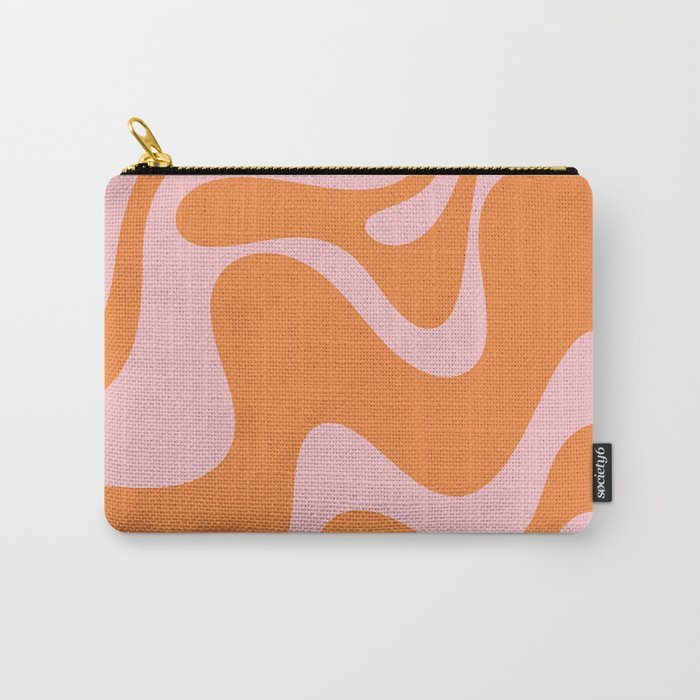 Retro Liquid Swirl Abstract 2 in Pastel Pink and Light Orange Carry All Pouch Gallery Image 1