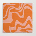 Retro Liquid Swirl Abstract 2 in Pastel Pink and Light Orange Wood Wall Art Gallery Image 1