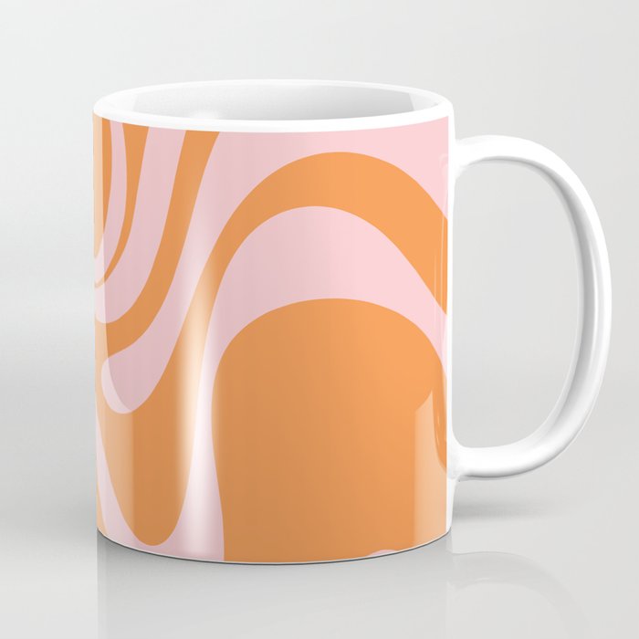 Retro Liquid Swirl Abstract 2 in Pastel Pink and Light Orange Coffee Mug Gallery Image 1