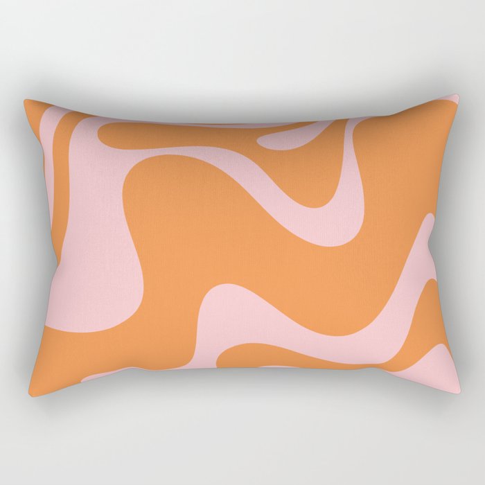 Retro Liquid Swirl Abstract 2 in Pastel Pink and Light Orange Rectangular Pillow Gallery Image 2