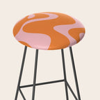 Retro Liquid Swirl Abstract 2 in Pastel Pink and Light Orange Stool Gallery Image 2