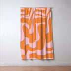Retro Liquid Swirl Abstract 2 in Pastel Pink and Light Orange Window Curtain Gallery Image 3