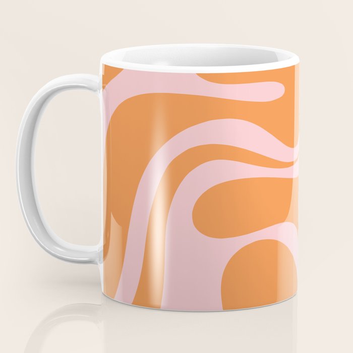 Retro Liquid Swirl Abstract 2 in Pastel Pink and Light Orange Coffee Mug Gallery Image 3