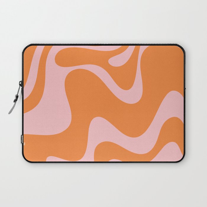 Retro Liquid Swirl Abstract 2 in Pastel Pink and Light Orange Laptop Sleeve Gallery Image 1