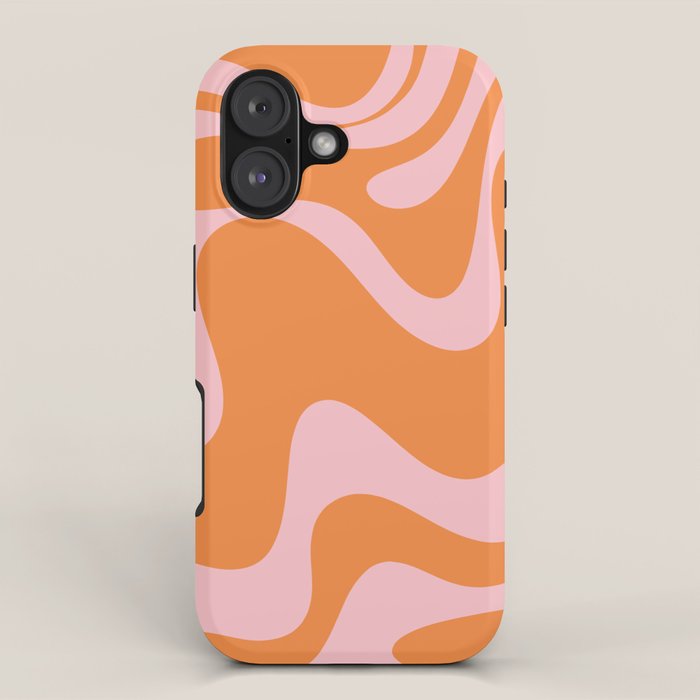 Retro Liquid Swirl Abstract 2 in Pastel Pink and Light Orange iPhone Case Gallery Image 1