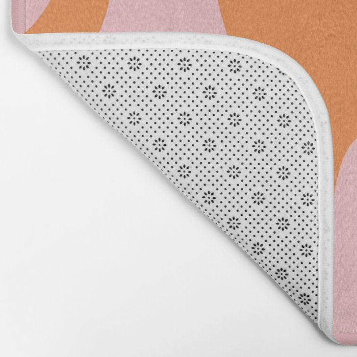 Retro Liquid Swirl Abstract 2 in Pastel Pink and Light Orange Bath Mat Gallery Image 2