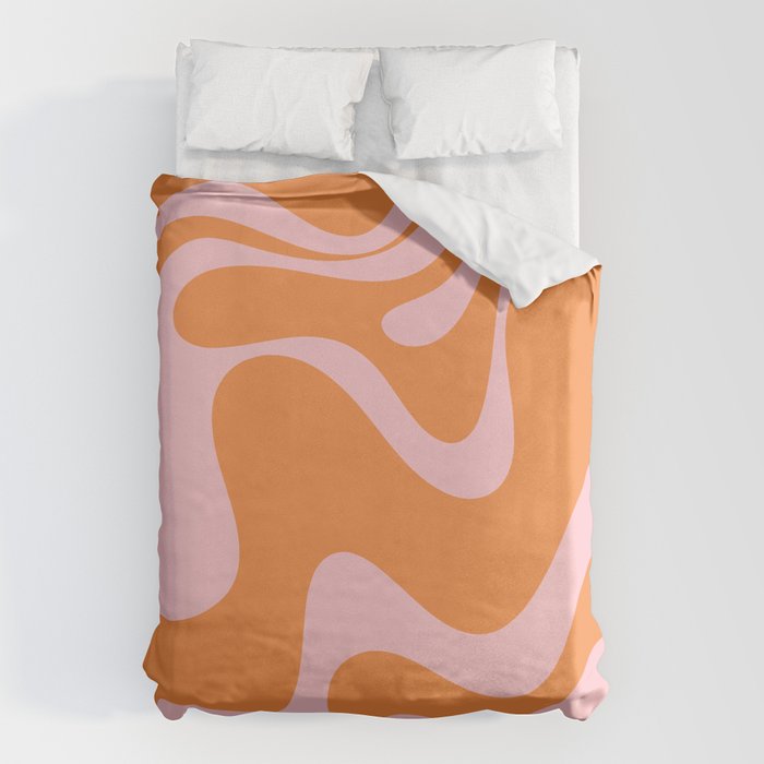 Retro Liquid Swirl Abstract 2 in Pastel Pink and Light Orange Duvet Cover Gallery Image 6