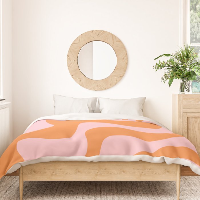 Retro Liquid Swirl Abstract 2 in Pastel Pink and Light Orange Duvet Cover Gallery Image 3