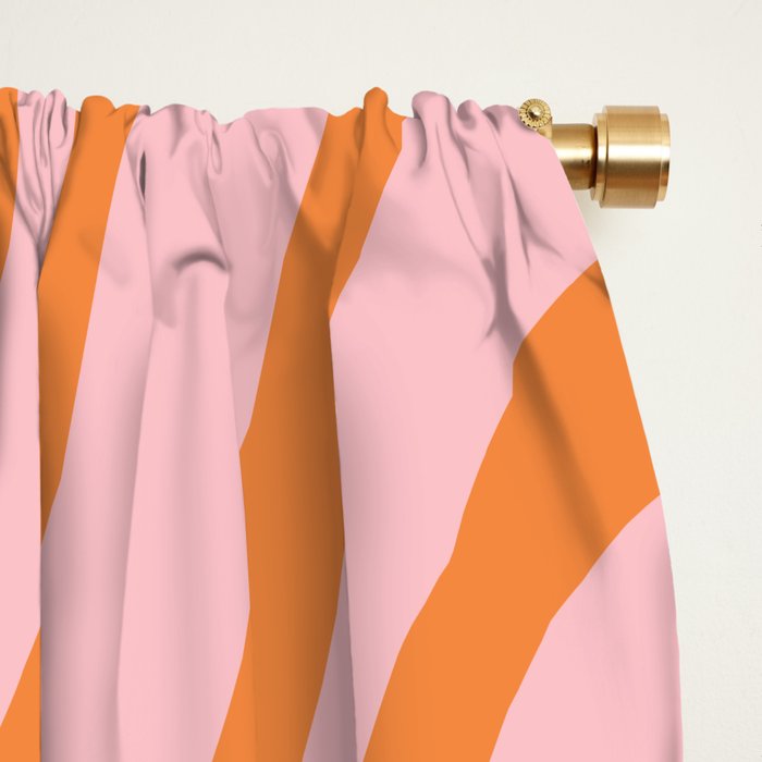 Retro Liquid Swirl Abstract 2 in Pastel Pink and Light Orange Window Curtain Gallery Image 2
