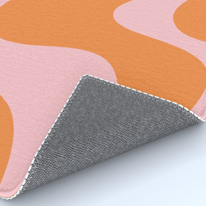 Retro Liquid Swirl Abstract 2 in Pastel Pink and Light Orange Rug Gallery Image 4