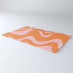 Retro Liquid Swirl Abstract 2 in Pastel Pink and Light Orange Rug Gallery Image 3