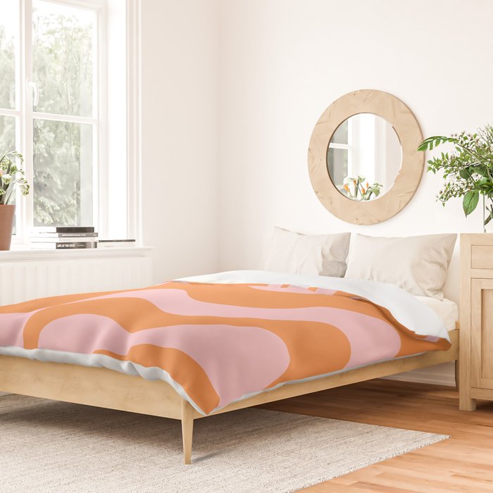 Retro Liquid Swirl Abstract 2 in Pastel Pink and Light Orange Duvet Cover Gallery Image 2