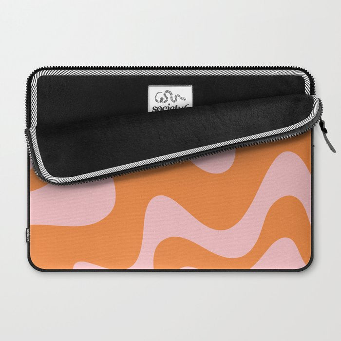Retro Liquid Swirl Abstract 2 in Pastel Pink and Light Orange Laptop Sleeve Gallery Image 2