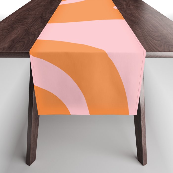Retro Liquid Swirl Abstract 2 in Pastel Pink and Light Orange Table Runner Gallery Image 1