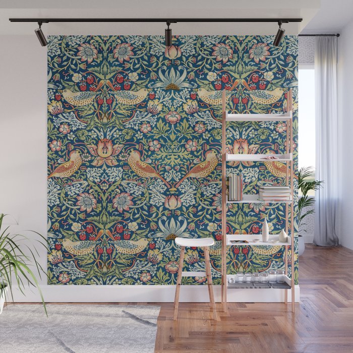 William Morris  Strawberry Thief Wall Mural Gallery Image 1