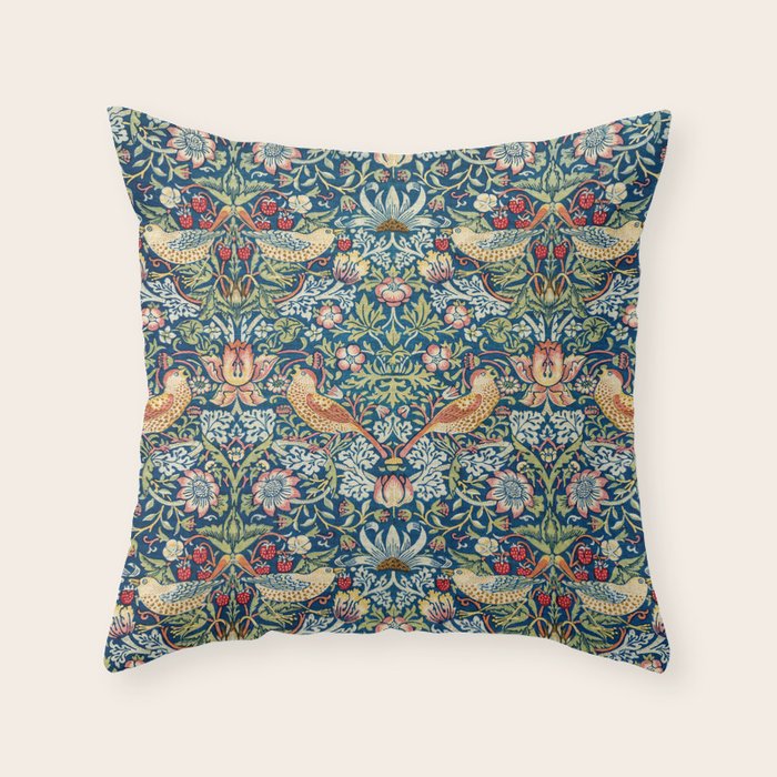 William Morris  Strawberry Thief Throw Pillow Gallery Image 1