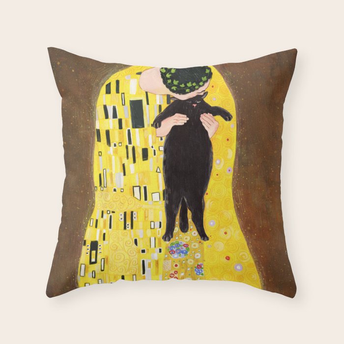 Kiss (black) Throw Pillow Gallery Image 6
