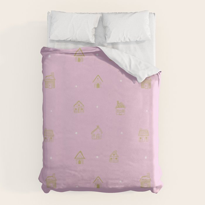 Christmas gingerbread house doodle pattern  Duvet Cover Gallery Image 6