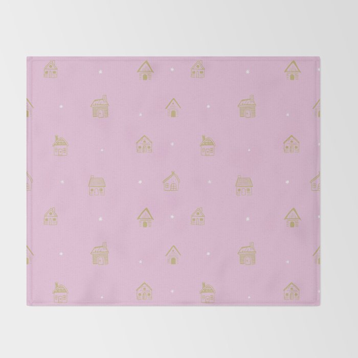 Christmas gingerbread house doodle pattern  Throw Blanket Gallery Image 2