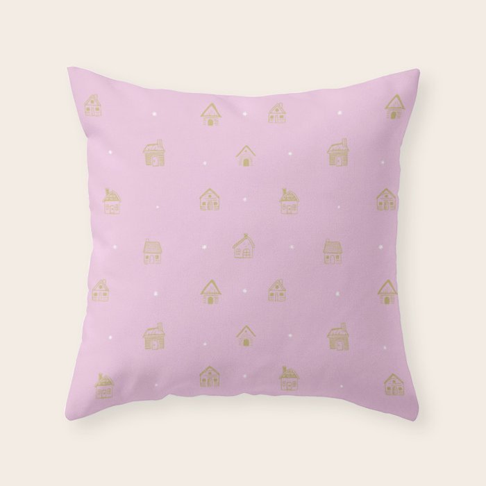 Christmas gingerbread house doodle pattern  Throw Pillow Gallery Image 6