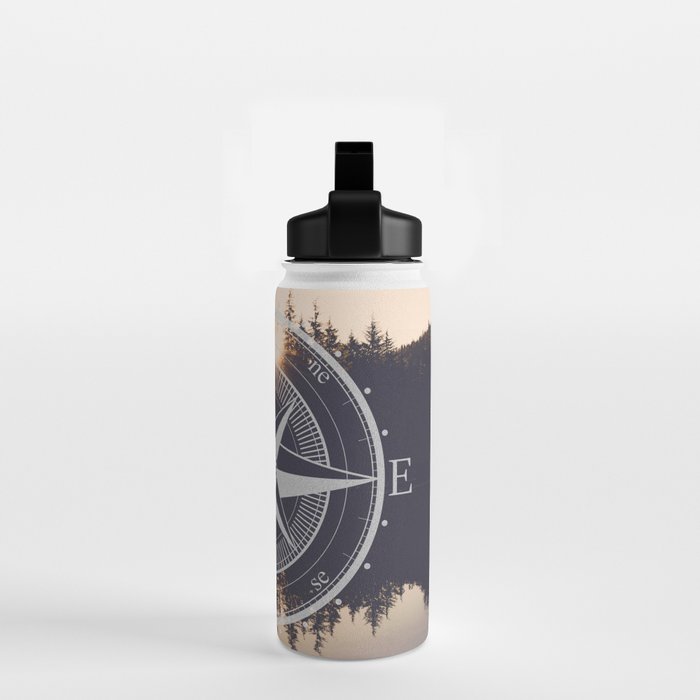 Wooded Lake Reflection Compass Water Bottle Gallery Image 2