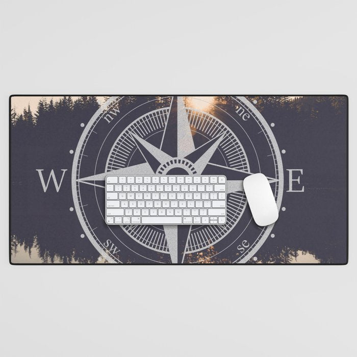 Wooded Lake Reflection Compass Desk Mat Gallery Image 1