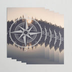 Wooded Lake Reflection Compass Wrapping Paper Gallery Image 3
