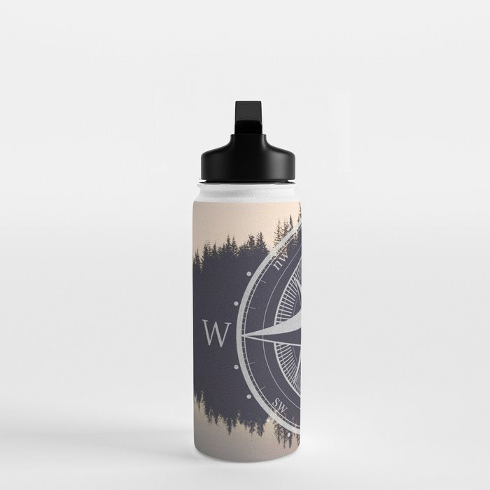 Wooded Lake Reflection Compass Water Bottle Gallery Image 3