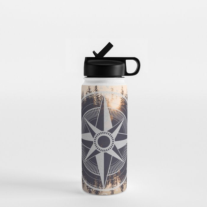 Wooded Lake Reflection Compass Water Bottle Gallery Image 1