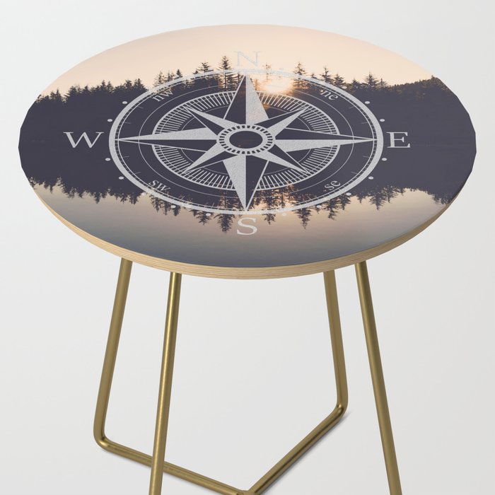 Wooded Lake Reflection Compass Side Table Gallery Image 2