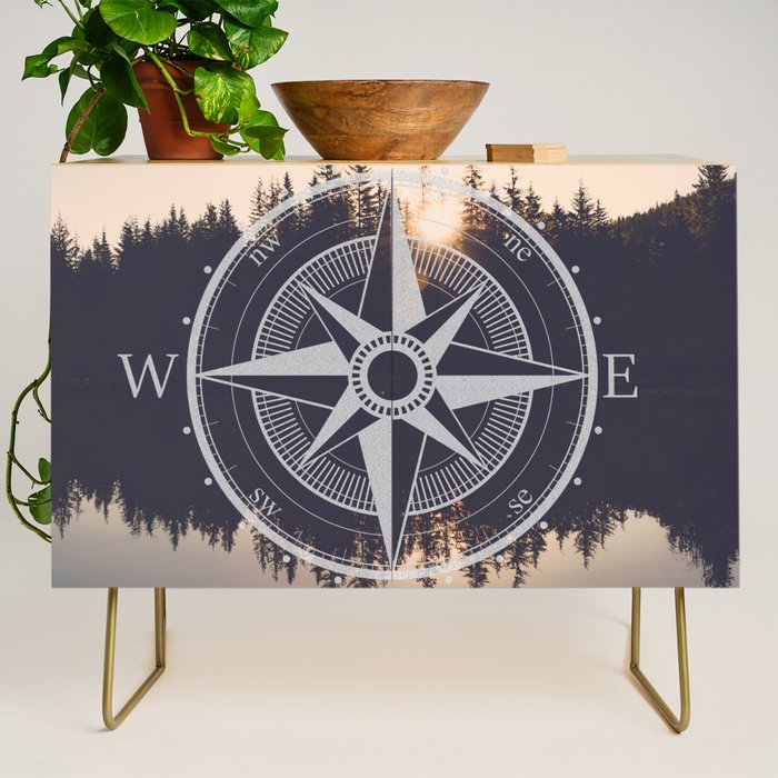 Wooded Lake Reflection Compass Credenza Gallery Image 1