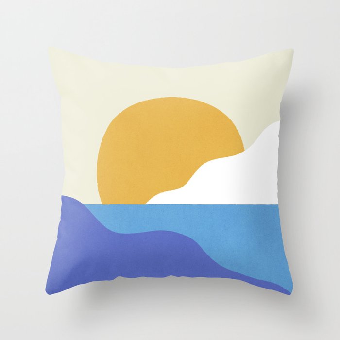 Sunny Island - Gold Blue Throw Pillow Gallery Image 1