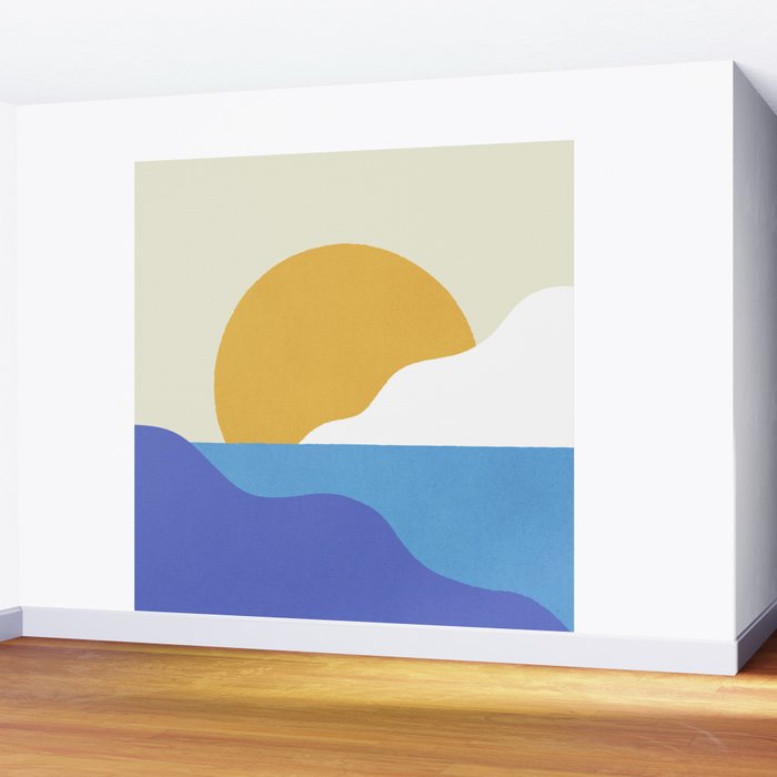 Sunny Island - Gold Blue Wall Mural Gallery Image 2
