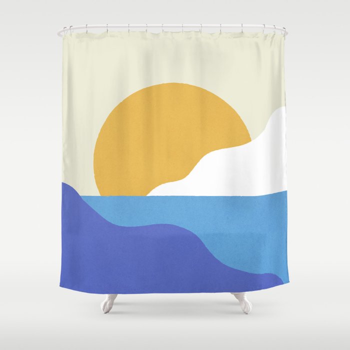 Sunny Island - Gold Blue Shower Curtain Gallery Image 1
