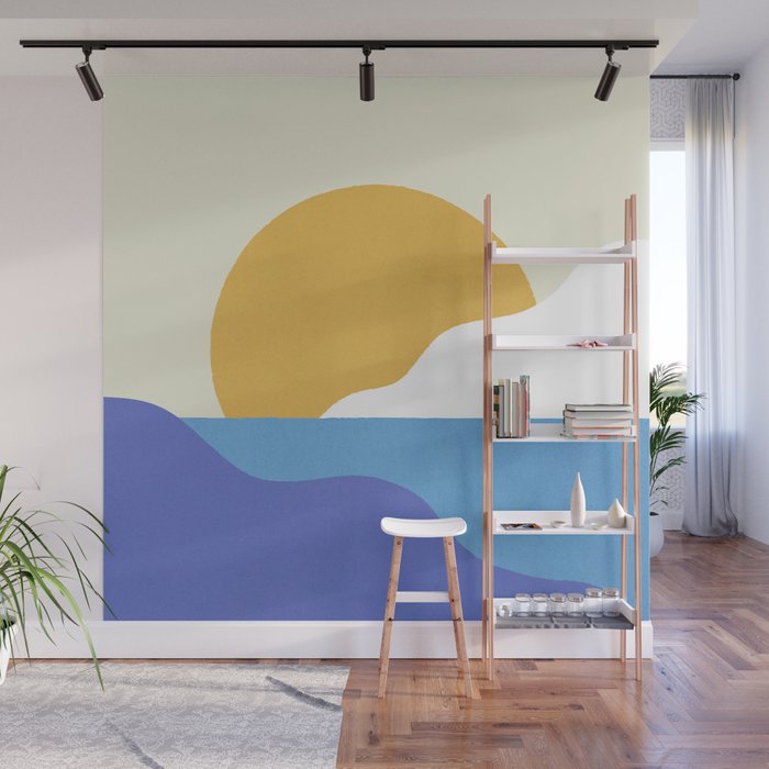 Sunny Island - Gold Blue Wall Mural Gallery Image 1