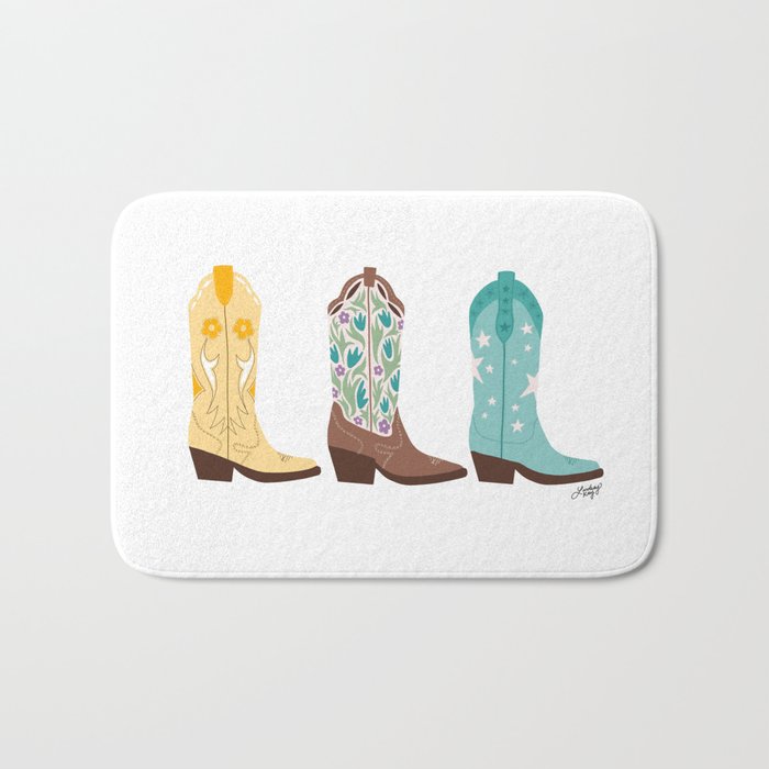 Cowboy Boots Illustration (Bright Palette) Bath Mat Gallery Image 1