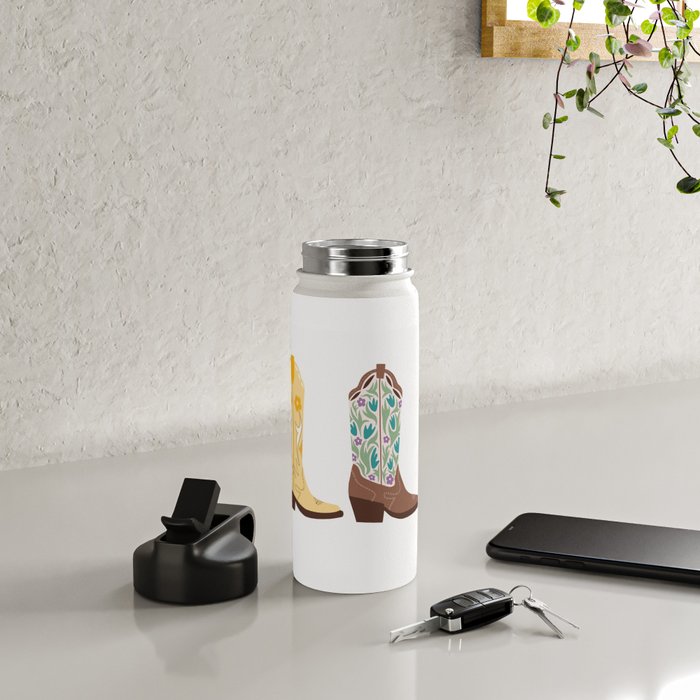 Cowboy Boots Illustration (Bright Palette) Water Bottle Gallery Image 4