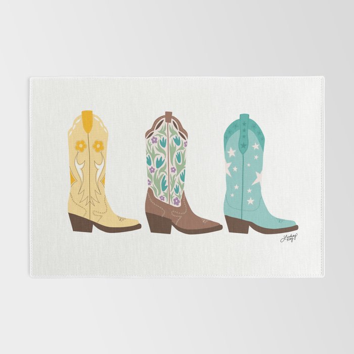 Cowboy Boots Illustration (Bright Palette) Rug Gallery Image 2