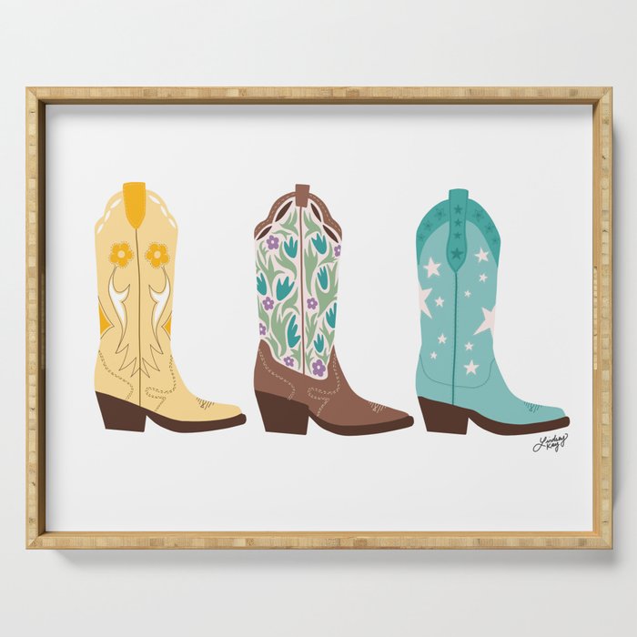 Cowboy Boots Illustration (Bright Palette) Serving Tray Gallery Image 1