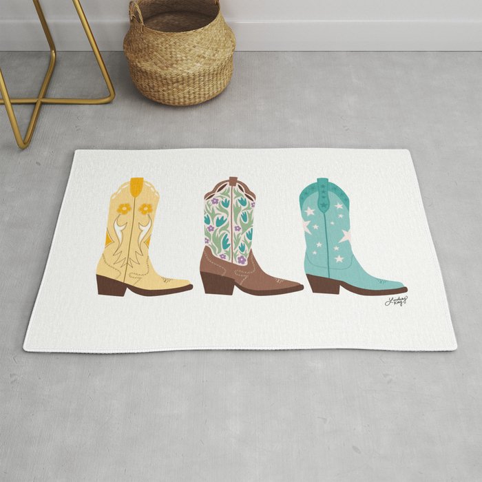Cowboy Boots Illustration (Bright Palette) Rug Gallery Image 1