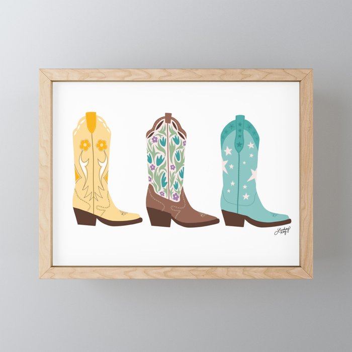 Cowboy Boots Illustration (Bright Palette) Mini Art Print Gallery Image 1
