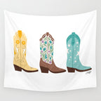 Cowboy Boots Illustration (Bright Palette) Wall Tapestry Gallery Image 4