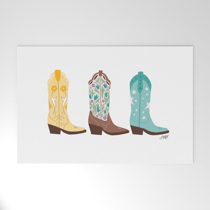 Cowboy Boots Illustration (Bright Palette) Welcome Mat Gallery Image 1