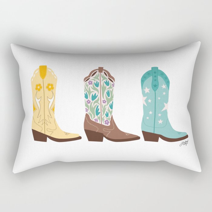 Cowboy Boots Illustration (Bright Palette) Rectangular Pillow Gallery Image 2