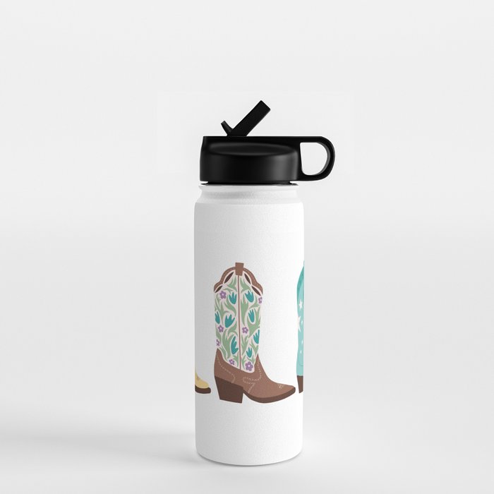 Cowboy Boots Illustration (Bright Palette) Water Bottle Gallery Image 1