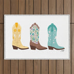 Cowboy Boots Illustration (Bright Palette) Outdoor Rug Gallery Image 1