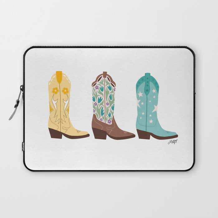 Cowboy Boots Illustration (Bright Palette) Laptop Sleeve Gallery Image 1
